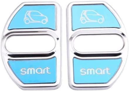 VOLBOZ 4 Pezzi Acciaio Inox Coperchio Serratura Porta Auto per Smart 450, Auto Door Lock Protector Caps, Prova di Polvere e Acqua Antiruggine Auto Accessori,D
