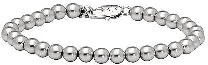 Armani Exchange Bracciale da uomo in acciaio inossidabile o semiprezioso con chiusura a moschettone