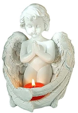 NatureMan Betender Engel Teelichthalter, Gebetsengel Statue, Hausgarten Dekorative Weihnachten Kirche Taufe Engel Sammlung Figur