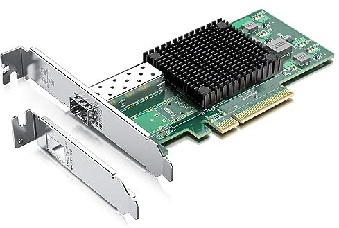 HCX GO Carte Réseau 10GBase-T (10Gbps) Grade Serveur, Interface SFP+ certifiée IEEE 802.3an, PCIe x8, Puce 82599EN (X520-DA1), Compatible Windows/Windows Server/Linux/Vmware Esxi