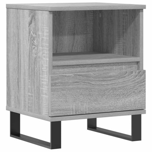 vidaXL Nachttisch, Nachtschrank mit viel Stauraum, Kommode für Schlafzimmer, Nachttischschrank Beistelltisch Aufbewahrung Nachtkästchen, Grau Sonoma Holzwerkstoff