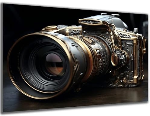 DARO Design - Wand-Bild Kamera Steampunk auf 6mm HDF 30x20 cm - Wand-Deko Bilder Lustiges Geschenk