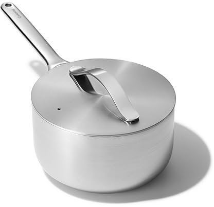 Caraway Stainless Steel Sauce Pan (3 Qt) - 5-Ply Stainless Steel - Oven Safe & Stovetop Agnostic - Non Toxic, PTFE & PFOA Free