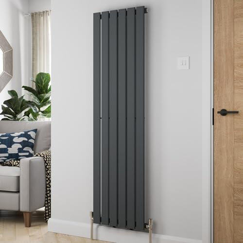 Radiant Living® 1600 x 452mm Anthracite Grey Vertical Tall Designer Radiator Single Column Flat Panel Modern Modern Central Heating Panels Bathroom Radiators