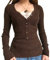 Womens Y2K Long Sleeve Ribbed Henley Top Lace Patchwork Striped Tight Fitted Fairy Grunge Vintage Casual Tees Shirts Clothes for Teens Girls (122802# Brown, S)