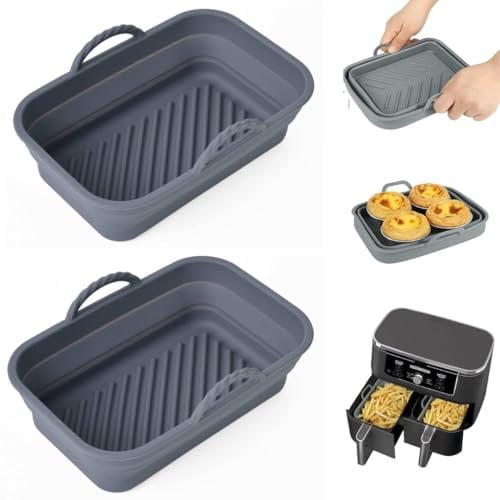 Zaid Silicone Air Fryer Liners, Dual Pack of 2, Reusable for Ninja Air Fryer Accessories, Airfryer Liners for Ninja Dual Air Fryer