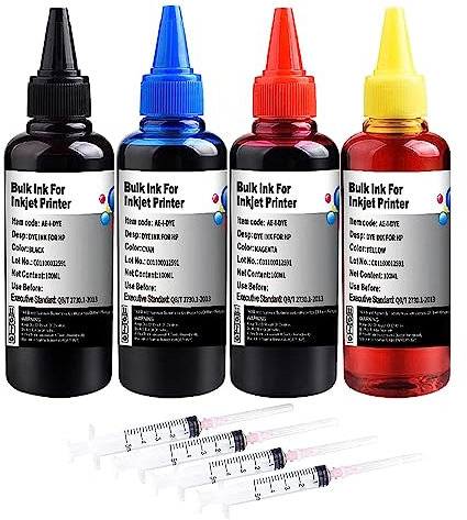 Hallosun 400ml Tinte Refill Kit Kompatibel mit HP Tintenpatronen 307XL 305XL 650XL 351XL 350XL 300XL 901XL 62XL 21XL 23XL Serie Kompatibel mit nachfüllbaren Tintenpatronen CISS CIS System