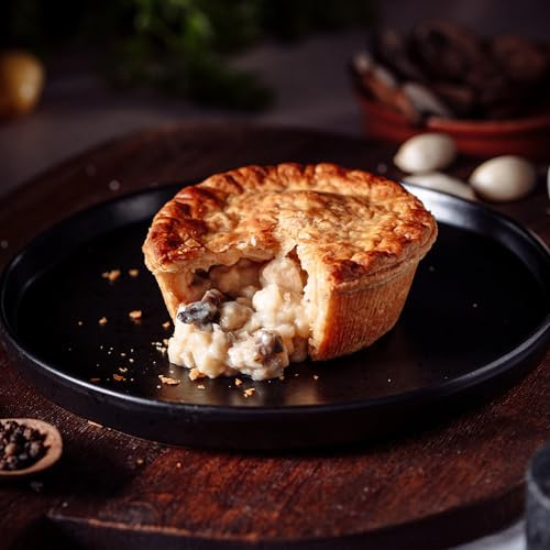 Chicken & Mushroom Pies (6 Pack) – Gourmet British Chicken Pie Comfort Food, Hearty Individual Portions for Family Dinners, Lunches & Special Gatherings – Heat and Enjoy, Delivered Fresh to Your Door