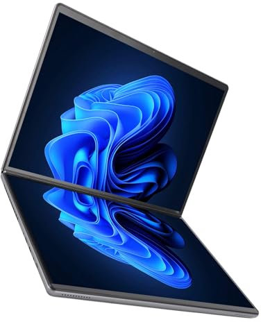 Bewinner 13,5-Zoll-Dual-Touchscreen-Laptop, 2,5K 16 GB DDR5 128 GB SSD Quad-CPU, 9000 MAh 180 Grad Faltbarer Dual-Screen-Laptop (EU-Stecker)
