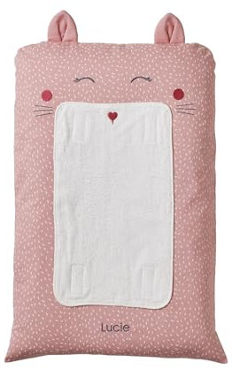 VERTBAUDET Housse Matelas à Langer Chat Rose imprimé 72X49