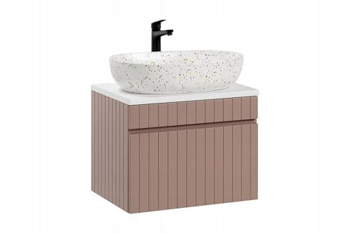 Muebles Slavic Mobile da bagno a parete con lavabo e cassetto, rosa, 60 cm, mobile bagno moderno
