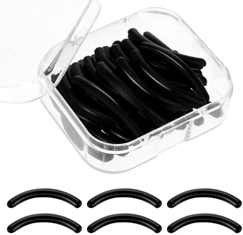 30 Stück Wimpernzange Pads, Schwarz Wimpernzange Silikon Pads Wimpernzange Ersatz Silikonpads Universal Silikon Ersatzpads für Wimpernzange mit Transparenter Aufbewahrungsbox