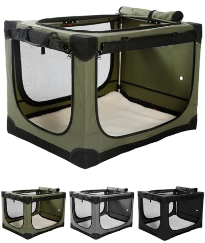 Veraste 33 x 25 x 25 in 4-Door Collapsible Soft-Sided Mesh Dog Crate, Green