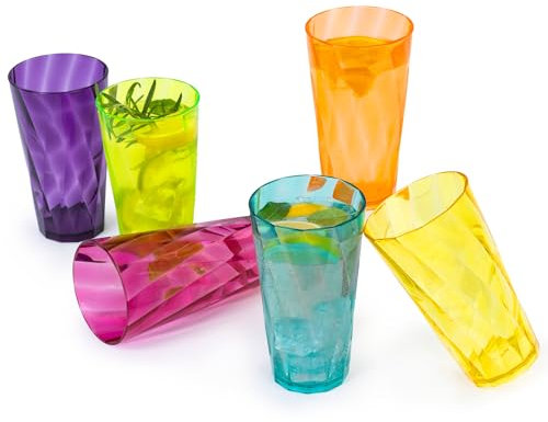 Wicked Gizmos 600ml Multicolour Reusable Plastic Cup Set – Vibrant BPA-Free Acrylic Tumblers, Dishwasher Safe Drinkware for Outdoor, Garden, Picnic, Camping, BBQ, Beach