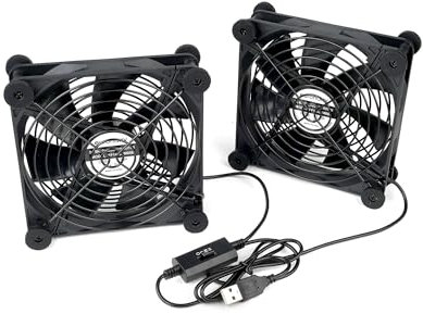 euroharry Ventilador USB de 140 mm, 2 en 1, silencioso, con USB DC 5 V/0,3 A, mini ventilador con protección de parrilla de metal, 140 mm a PC, caja de TV, receptor, cabina AV, PS4, router