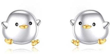 Huhn/Hase/Ananas/Pinguin/Ente/Hund/Marienkäfer/Honigbiene/Fußball Ohrringe 925 Sterling Silber Ohrringe Tiere Obst Schmuck Geschenke für Frauen Freund (B-Ente)