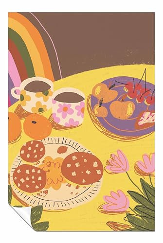 Panther Print Poster mit gelbem Tisch, ungerahmt, Bilder für Wände, Schlafzimmer, Wohnzimmer und Badezimmer, 61 x 41 cm