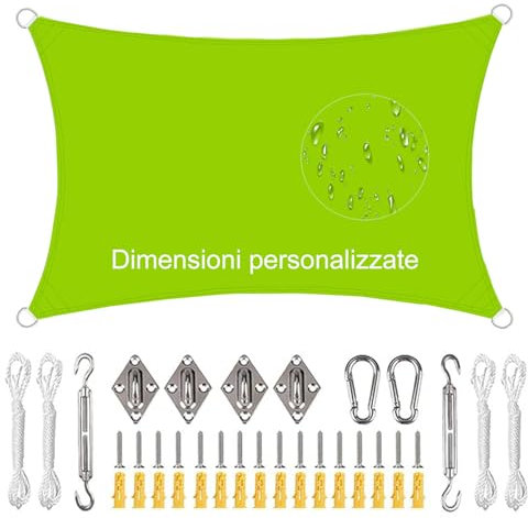 Rectangle Toile Ombrage, Pergola Auvent, Tendue Exterieur, Anti 95% UV, pour en Plein Air, Vert, 2.5x5.5m