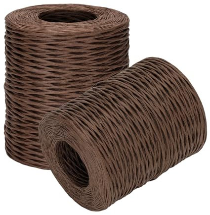 Alambre de Papel de 200m, Ancho 2mm Cordón Decorativo para Manualidades, Cuerda de Papel para Embalaje, Invitación de Boda Empaquetada con Cuerda Decorativa, No Contiene Alambre, Marrón Oscuro