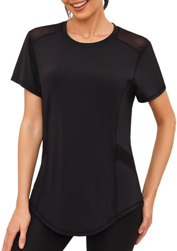 Gyabnw UV Shirt Damen Kurzarm Sportshirt Oberteile Atmungsaktiv Laufshirt Funktionsshirt Locker Yoga Gym Wandern