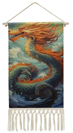 LQPMNK Stilvolles Leinen-Gemälde zum Aufhängen, chinesischer Drache, Ölgemälde, Druck, modernes Kunststück, Heimdekoration, Essentials, multifunktionale Dekoration, künstlerische Wanddekoration