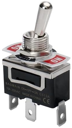 Interrupteur à Bascule 3 Voies SPDT 10A 250VAC Métal Interrupteur à Levier 3 Positions ON - OFF - ON Marche/Arrêt/Marche