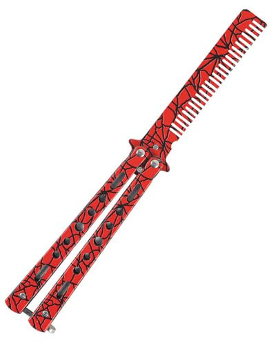 KGDUYC 1 x Butterfly Comb, Foldable Pocket Comb, Butterfly Balisong Trainer Exercise Knife Comb, Foldable Hairstyling Brush, Folding Practice Training, Butterfly Style Comb, Orange