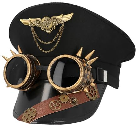Boland 54581 - Steampunk Piloten Hut mit Partybrille, Kopfbedeckung für Erwachsene, Festival, Karneval, Mottoparty und Cosplay