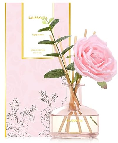 Reed Diffusers Set, 210 ml Rose Scented Lasts up to 120 Days | Flower Diffuser with 7 Sticks, Home Fragrance for Bathroom Bedroom Living Room Decor, Air Fresheners