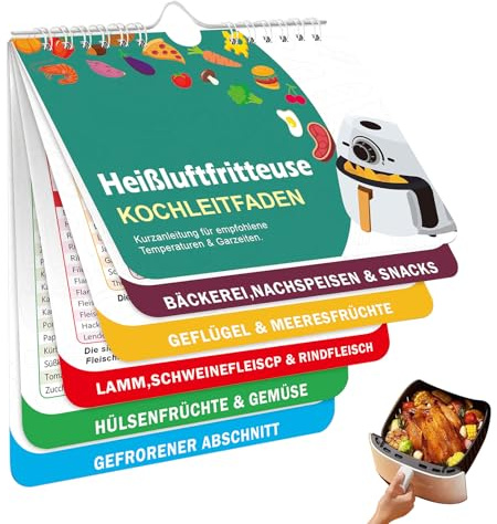 Airfryer Accessori,libro di cucina tedesco Airfryer ,ricettario friggitrice ad aria calda, ricette per temperatura, quantità di durata