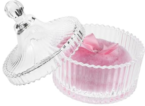 Extra GroßE Flauschige Puderquaste FüR KöRperpuder Mit Rosa Schmetterlingsschleife Und GlasbehäLter Weiche Make up Quaste FüR Damen