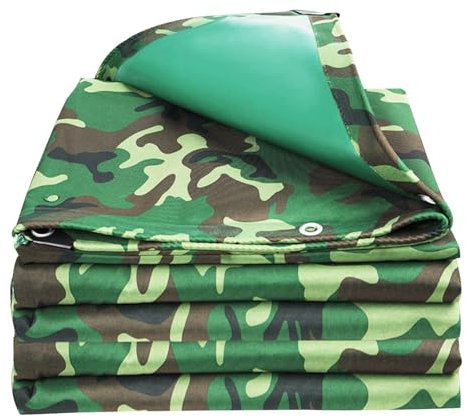 HBALDTEDC Bâche imperméable à l'eau Tarpaulin Tarp Cover, Bâche en Toile Oxford Camouflage 450 g/m², Plusieurs Tailles(3x6m(9.8ftx19.7ft))
