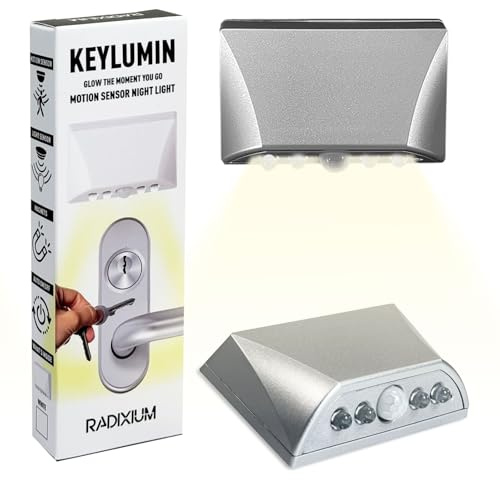 LIBERATECH Silver 1 Pack Motion Sensor Keyhole Light - Automatic on/Off Infrared LED, Suitable for Front Doors, corridors, Stairs in The Dark | 3-Way Installation