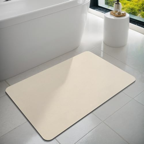 Dolic Badematte, Badevorleger, Gummi, rutschfest, dünn, saugfähig, schnelltrocknend, schmutzabweisend Vorleger für Badezimmerboden (Light Beige, 40 x 60 cm)