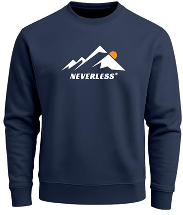 Neverless® Sweatshirt Herren Grafik Print Berge Frontprint Pullover mit minimalistischem Natur-Aufdruck Fashion Streetwear