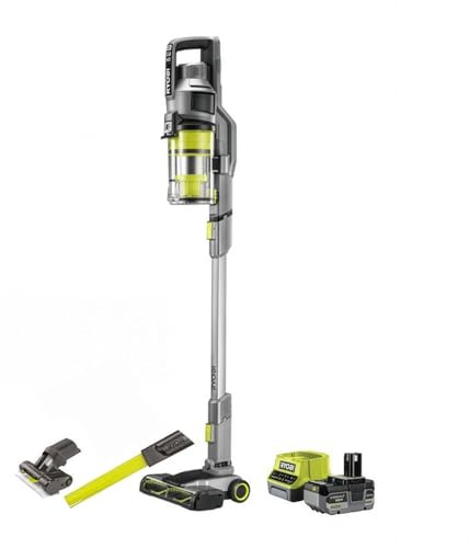 RYOBI 18 V ONE+ Akku-Staubsauger RSVS18-1X40GL, 30 AW Saugleistung, Dual-Zyklon-Filtration, HEPA-Filter, LED-Düse, extra Zubehör, inkl. 4,0 Ah Akku und 2,0 A Ladegerät, Anthrazit