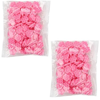 NULYLU Kit di 200 Pezzi Tazze in Plastica Rosa per Colla Ciglia Strumento Ausiliario per Laminazione e Fissaggio Ciglia Semipermanente