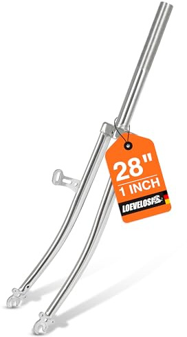 LOEVELOSI Fahrradgabel 28 Zoll 1 Zoll Gewinde Starre Stahl Gabel Chrom Retro City Bike Damen Herren Vorderradgabel 28 Zoll
