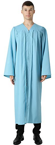 IvyRobes Adults Choir Robe Clergy Confirmation Baptism Robe Church Costume Priest Pastor Preachers Skyblue XL