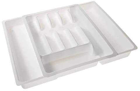 SIDCO Besteckkasten variabel ausziehbar Besteckeinsatz Schubladeneinsatz weiß