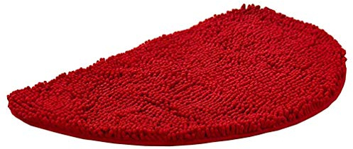 Monba Dicke Badematte, rutschfest, dicht, weich, Duschvorleger, saugfähige Matte, Mikrofaser-Chenille-Stoff, zotteliger Teppich, halbrund, Türmatte, Küchenmatte, Rot, 40 x 60 cm