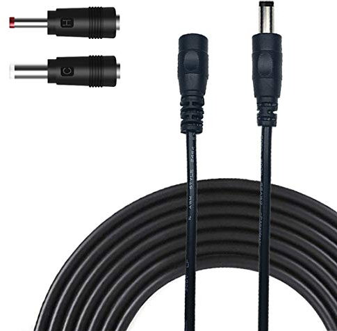 Liwinting 3m/9.84ft DC Extension Cable 2.1mm x 5.5mm Male to Female Connector, DC Power Cord Extension Cable for Power Adapter, 12V CCTV Wireless IP Camera, Monitors, with 2pcs DC converter - Black