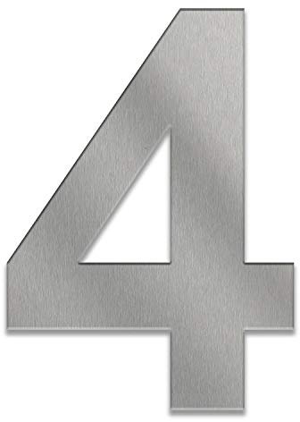 ZALAFINO Hausnummer aus Edelstahl in anthrazit/schwarz / DB703 / Edelstahl natur 0-9 und a-f - Größe konfigurierbar (40 cm, 4)