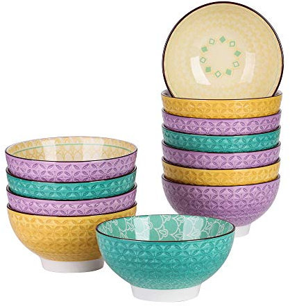 vancasso Schalen Set, Tulip 12 teilig Müslischalen aus Porzellan, Suppenschalen, Serie Mandala, 600ml