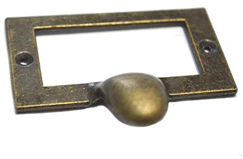 10 Sets bronzefarbener Etikettenrahmen für Namenskarten, Schubladengriffe, Griffe Büro, Aktenschublade, Medizin, Apothekerschrank, Apotheker, Bibliothek (Länge: 5,7 cm, Breite: 4,4 cm) Antique bronze