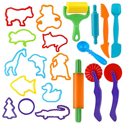 Knetwerkzeug Knete Zubehör Tierform, 20Pcs Knete Clay Teig Plastilin Werkzeuge Teigwerkzeug Ausstechformen Kinder, Küchenspielzeug Modellierwerkzeug Knetwerkzeugset Geschenk(Zufällige Farben)