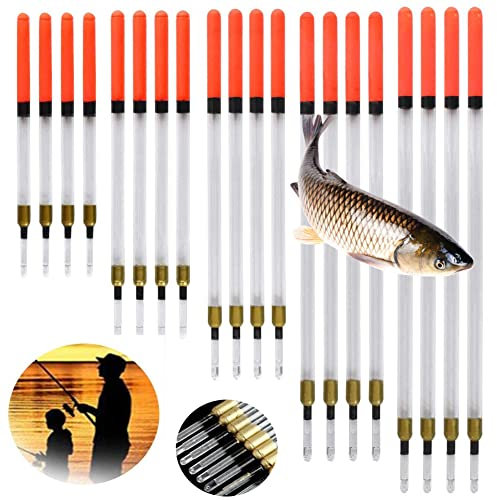 Fishing Floats 20pcs Fishing Tackle Clear Waggler Floats Straight Insert Fishing Floats Coarse Transparent Pipe Drift Loaded Coarse Tube Match Pleasure Lake Thin Thick Tips for Fishing Supplies 5 Size