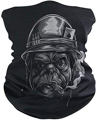 Niedlicher Krieger Mops Hund Gesichtsmaske Schlauchtuch Kopftuch Stirnband Bandanas Kopfbedeckung Halstuch Gesichtsschal Für Männer Frauen Den Sport