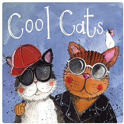 ALEX CLARK Cool Cats Fridge Magnet - Funny Felines - Original Artwork - Fridge Magnet for Animal Lovers - Magnetic Art Tile - Gift Ideas - Designed in The UK...