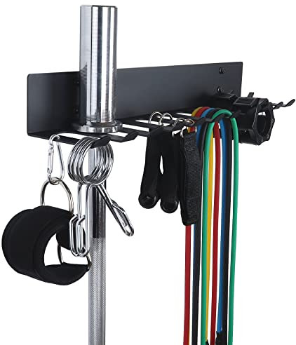 Topsair Fitnessstudio-Aufbewahrungsregal, Widerstandsband, Wandhalterung, Langhantelregal, strapazierfähig, für Zuhause, Fitnessstudio, Hebegurte und Springseile, Fitnesszubehör (11 Zinken)